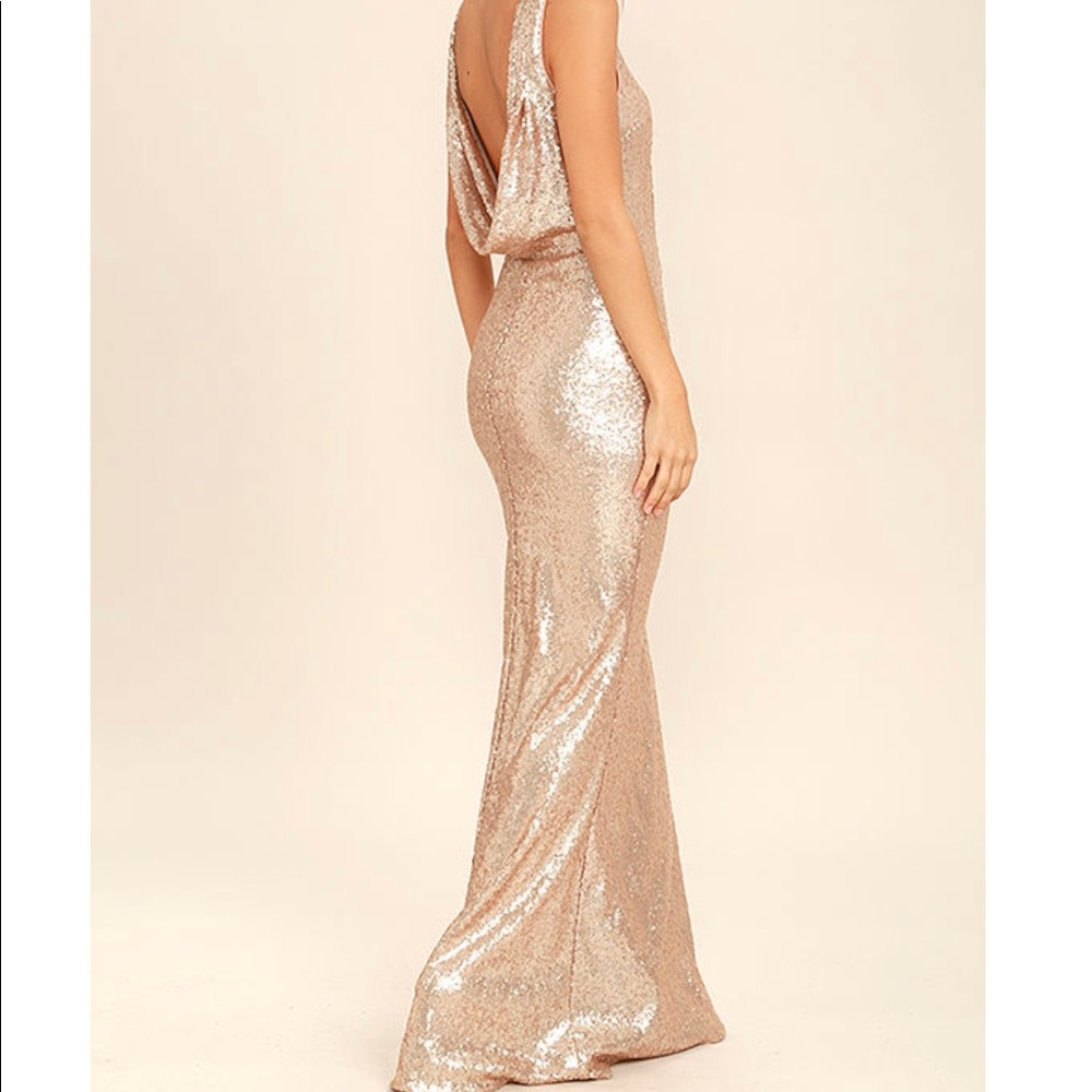LuLu's Rose Gold Sequin Dress
